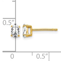 14K Yellow Gold 5x 3mm Oval Cubic Zirconia Post Earrings view 4