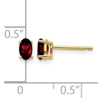 14K 5x3mm Oval Garnet Post Earrings view 4