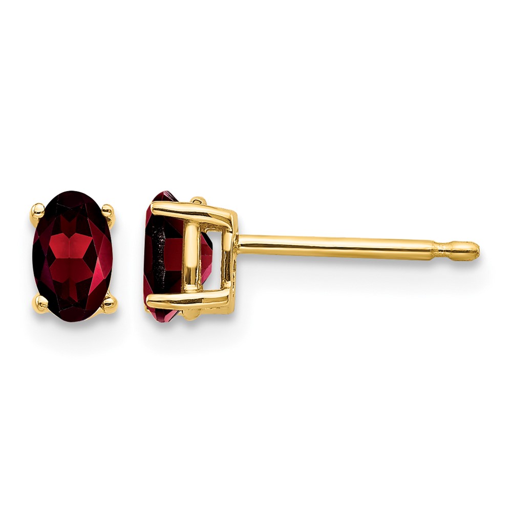 14K 5x3mm Oval Garnet Post Earrings