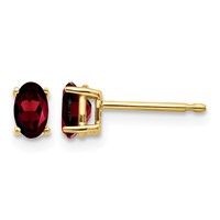 14K 5x3mm Oval Garnet Post Earrings view 1
