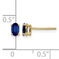 14K Yellow Gold 5x 3mm Oval Sapphire Post Earrings view 4