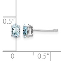 14K White Gold 5x 3mm Oval Aquamarine Post Earrings view 4