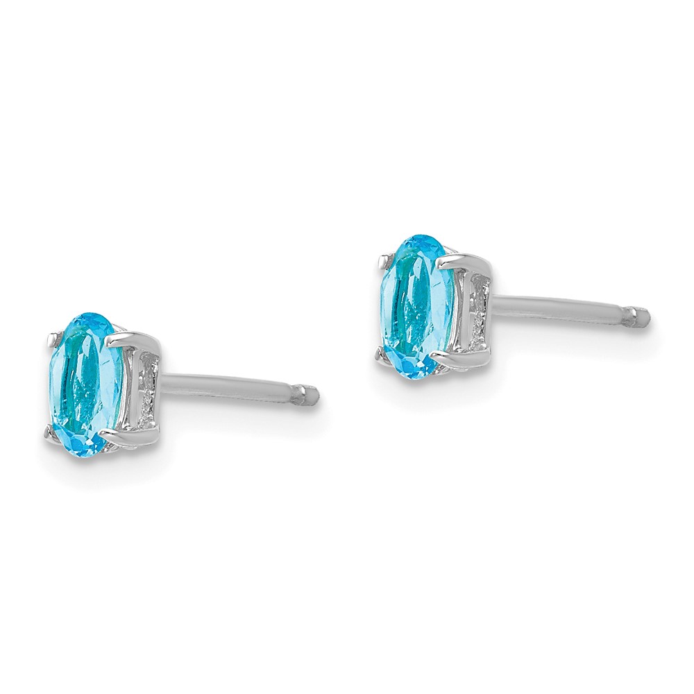 14k White Gold 5x3mm Oval Blue Topaz Earrings (XE85WBT)