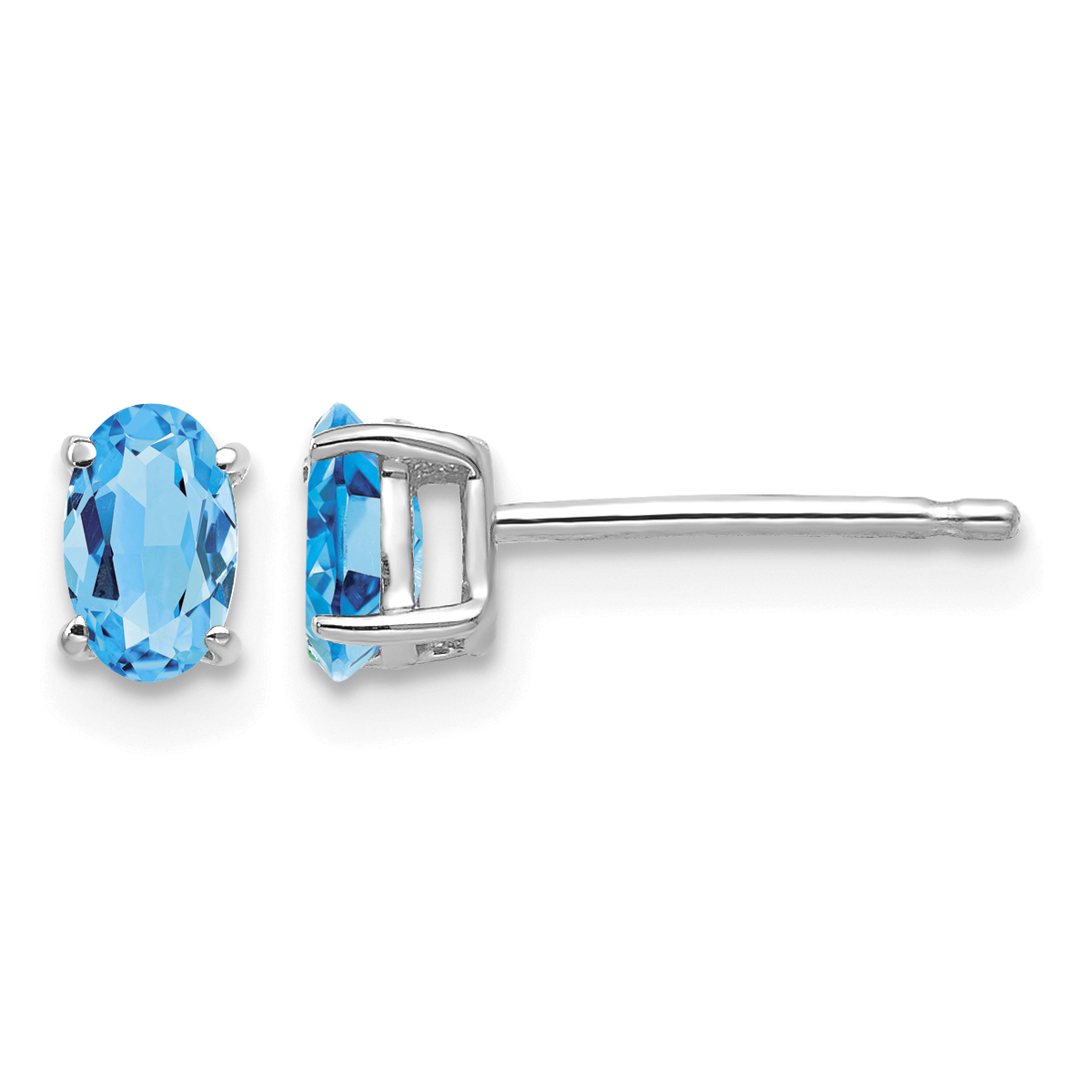 14k White Gold 5x3mm Oval Blue Topaz Earrings (XE85WBT)