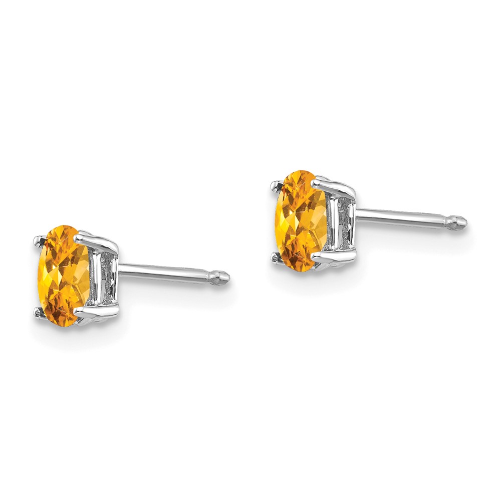 14k White Gold 5x3mm Oval Citrine Earrings (XE85WCI)