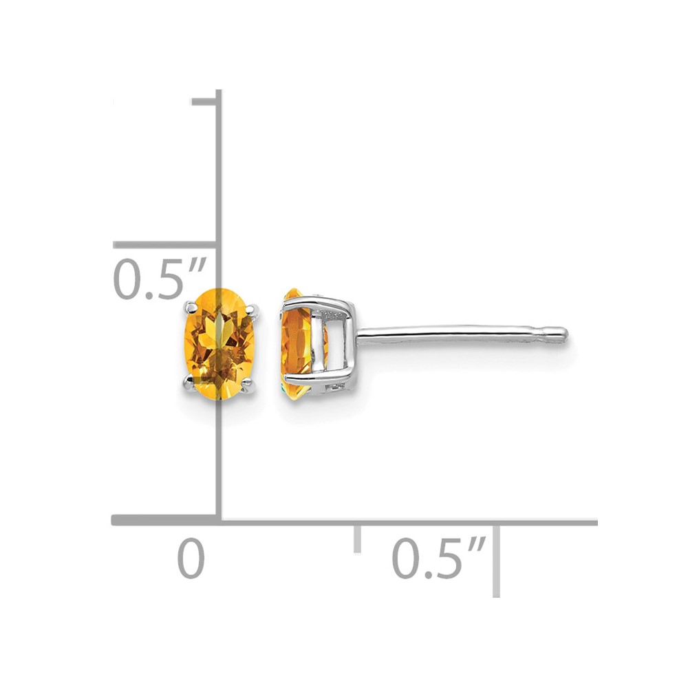 14k White Gold 5x3mm Oval Citrine Earrings (XE85WCI)
