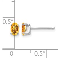 14K White Gold 5x 3mm Oval Citrine Post Earrings view 4