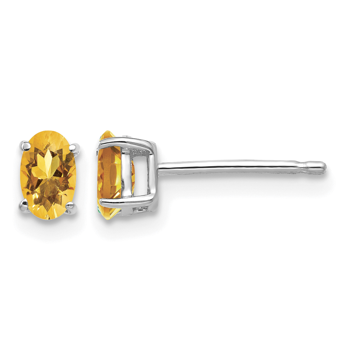 14k White Gold 5x3mm Oval Citrine Earrings (XE85WCI)