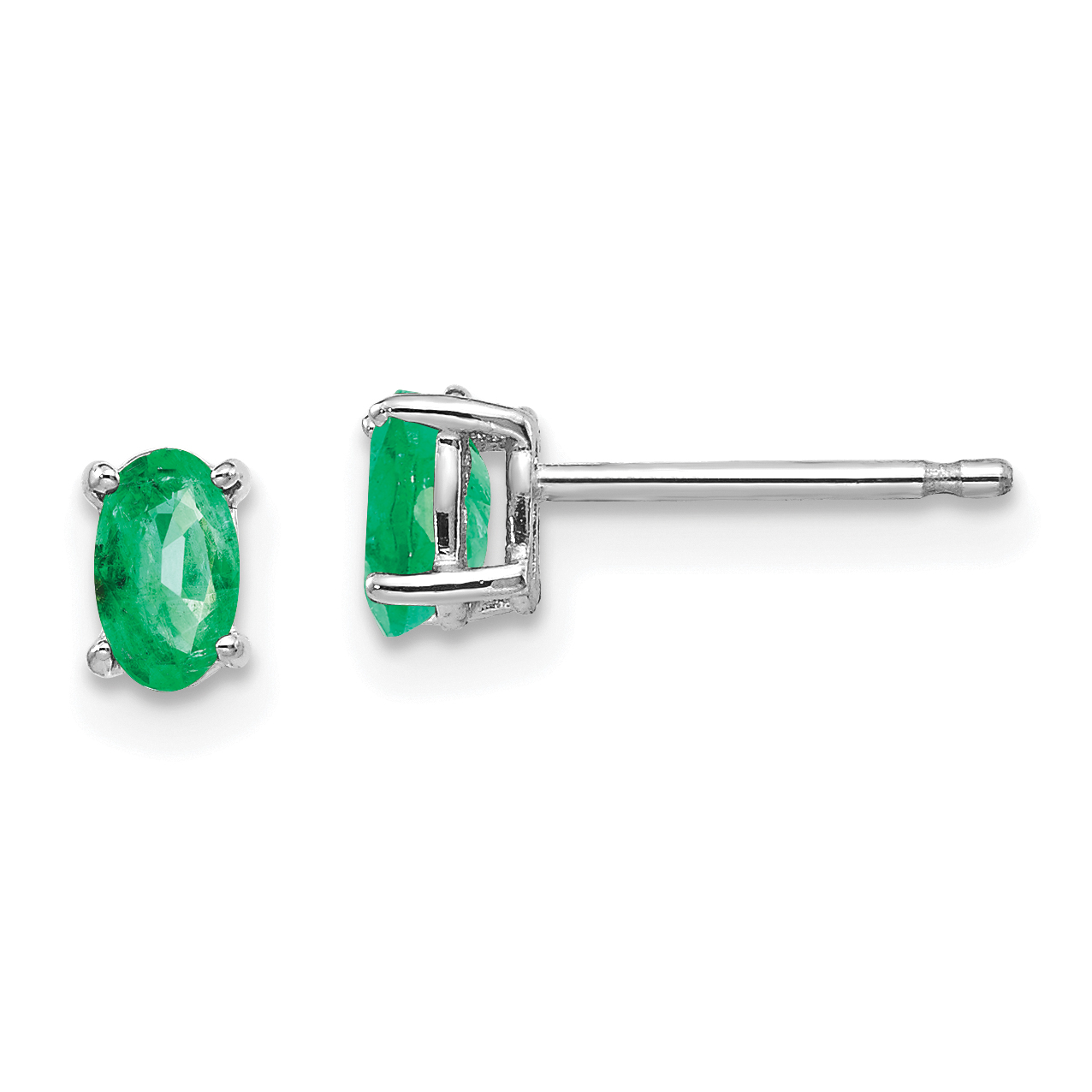 14k White Gold Emerald Earrings (XE85WE-B)