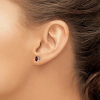 14K White Gold 5x3mm Oval Garnet Post Earrings view 3