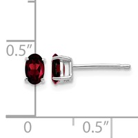 14K White Gold 5x3mm Oval Garnet Post Earrings view 4