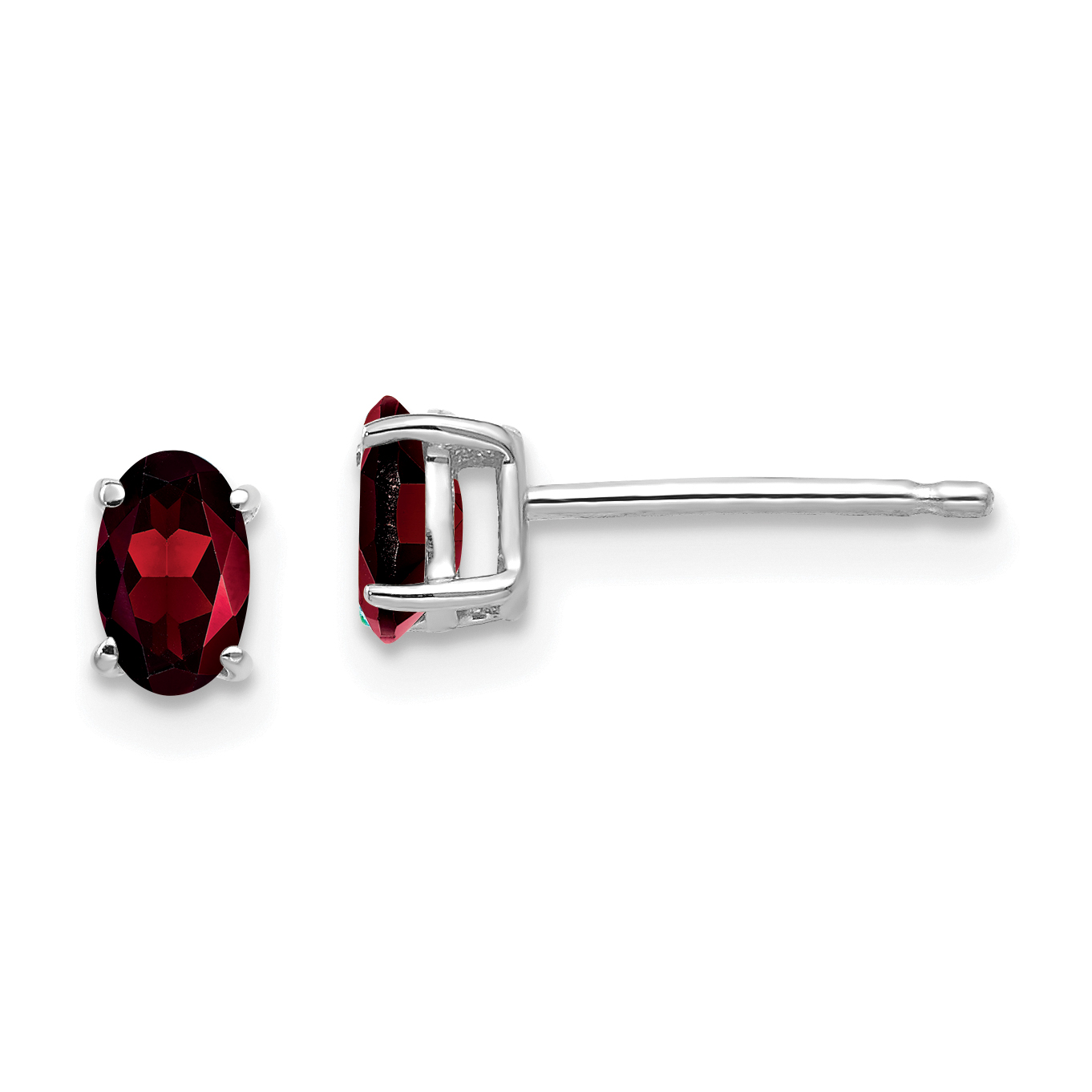 14k White Gold 5x3mm Oval Garnet Earrings (XE85WGA)