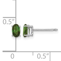 14K White Gold 5x 3mm Oval Green Tourmaline Post Earrings view 4