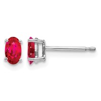 14K White Gold 5x 3mm Oval Ruby Post Earrings view 1