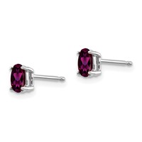 14K White Gold 5x 3mm Oval Rhodolite Garnet Stud Earrings view 2