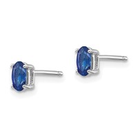 14K White Gold 5x 3mm Oval Sapphire Post Earrings view 2