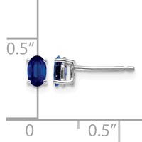 14K White Gold 5x 3mm Oval Sapphire Post Earrings view 4