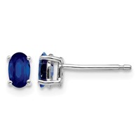 14K White Gold 5x 3mm Oval Sapphire Post Earrings view 1