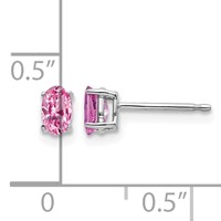 14K White Gold 5x 3mm Oval Pink Sapphire Post Earrings view 4
