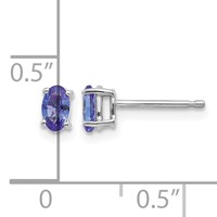 14K White Gold 5x3mm Oval Tanzanite Post Earrings view 4