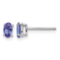14K White Gold 5x3mm Oval Tanzanite Post Earrings view 1