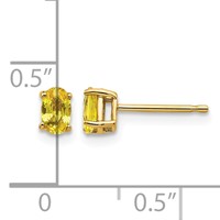 14K Yellow Gold 5x3mm Oval Yellow Sapphire Post Earrings view 4