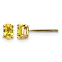 14K Yellow Gold 5x3mm Oval Yellow Sapphire Post Earrings view 1