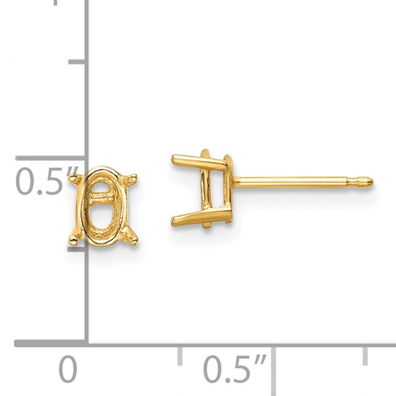 14k 6x4mm Oval Post Earring Mountings