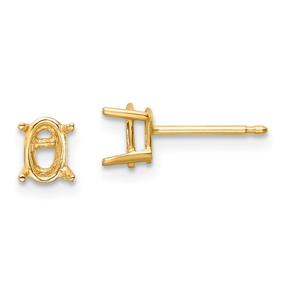 14k 6x4mm Oval Post Earring Mountings