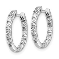 14K White Gold 5 8 Carat a Diamond in Out Hinged Hoop Earrings view 2