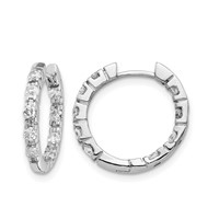 14K White Gold 5 8 Carat a Diamond in Out Hinged Hoop Earrings view 1
