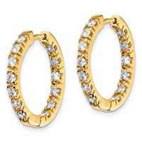 14K Yellow Gold 0.875 Carat Aaa Diamond in Out Hinged Hoop Earrings view 2