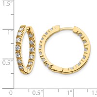 14K Yellow Gold 0.875 Carat Aaa Diamond in Out Hinged Hoop Earrings view 3