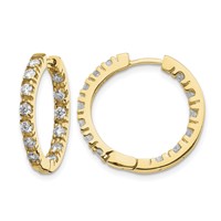 14K Yellow Gold 0.875 Carat Aaa Diamond in Out Hinged Hoop Earrings view 1