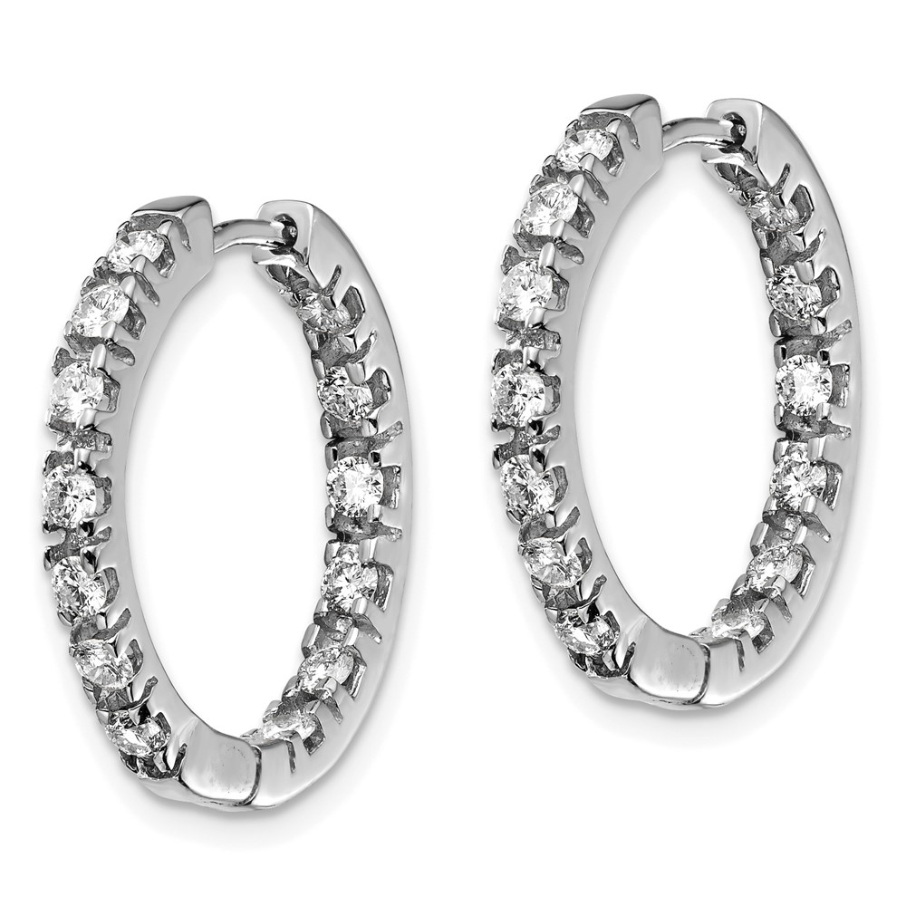 14k White Gold AA Diamond Hinged Hoop Earrings (XE866WAA)