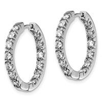 14K White Gold 0.88 Carat Aaa Diamond in Out Hinged Hoop Earrings view 2