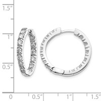 14K White Gold 0.88 Carat Aaa Diamond in Out Hinged Hoop Earrings view 4