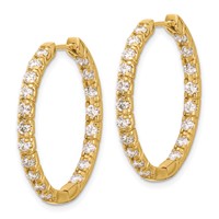 14K Yellow Gold 1.9 Carat Aaa Diamond in Out Hinged Hoop Earrings view 2