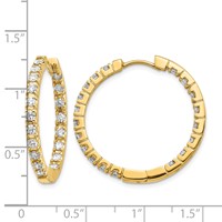 14K Yellow Gold 1.9 Carat Aaa Diamond in Out Hinged Hoop Earrings view 4