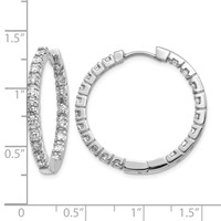 14K White Gold 1.9 Carat Aaa Diamond in Out Hinged Hoop Earrings view 2
