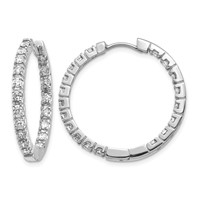 14K White Gold 1.9 Carat Aaa Diamond in Out Hinged Hoop Earrings view 1