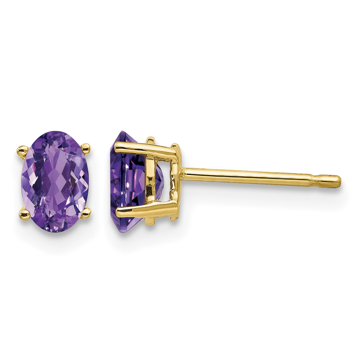 14k 6x4mm Oval Amethyst Earrings (XE86AM)