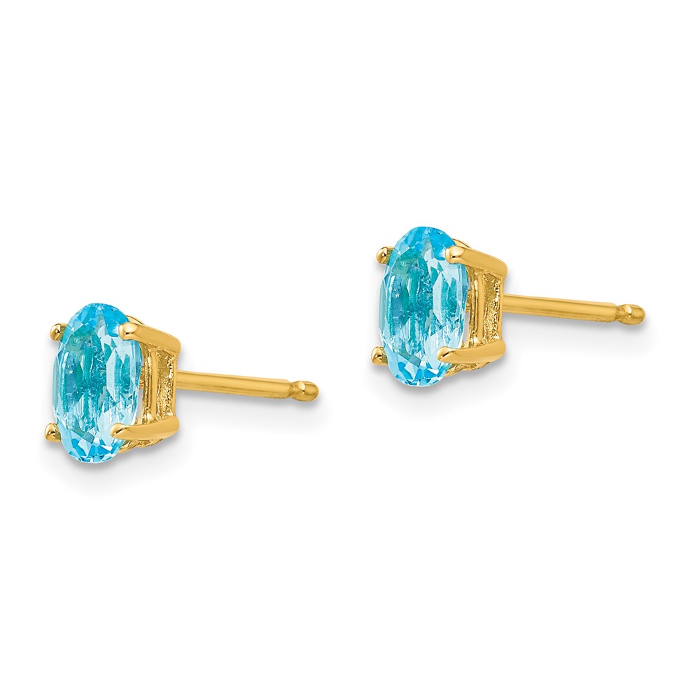 14k 6x4mm Oval Blue Topaz Earrings (XE86BT)