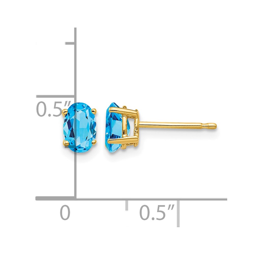 14k 6x4mm Oval Blue Topaz Earrings (XE86BT)