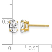 14K Yellow Gold 6x 4mm Oval Cubic Zirconia Post Earrings view 4