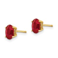 14K 6x4mm Oval Ruby Post Earrings view 2