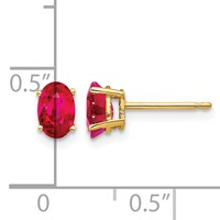 14K 6x4mm Oval Ruby Post Earrings view 4