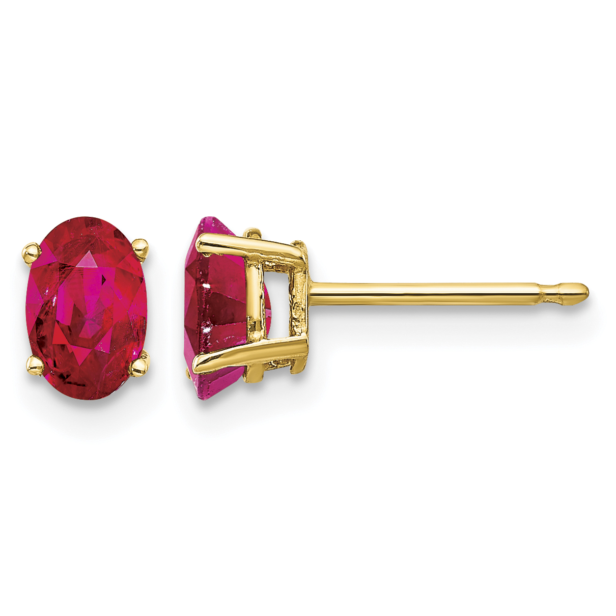14k 6mm x 4mm Ruby Oval Post Stud Earrings (XE86R-B)