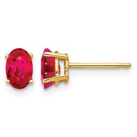14K 6x4mm Oval Ruby Post Earrings view 1