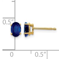 14K Yellow Gold 6x 4mm Oval Sapphire Post Earrings view 4